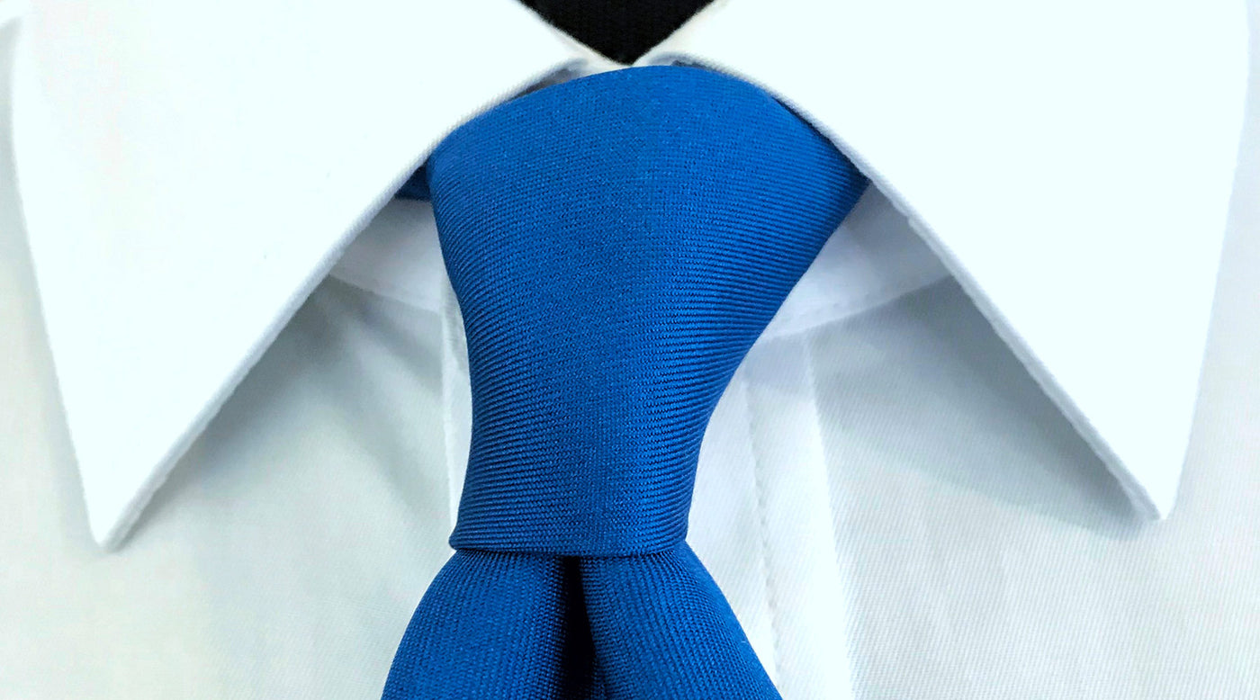 Up close photo of Lesovs Tie with Four in Hand Knot