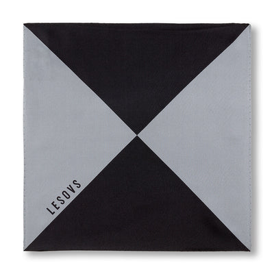 Black and Gray Triangles Pocket Square Unfolded