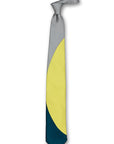 Gray Acid Yellow & Blue Eclipse Silk Tie Front