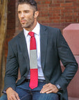 Red and Gray Color Block Lesovs Designer Silk Tie