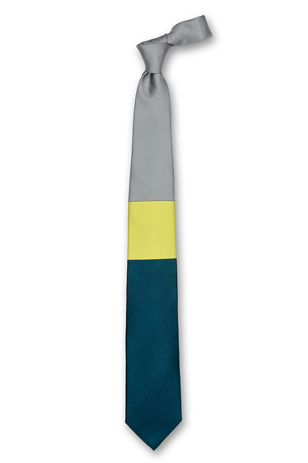 Acid Yellow Block Silk Tie Front