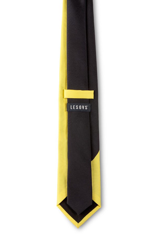 Black & Yellow Swoop Silk Tie Back