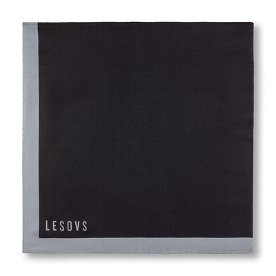Black and Gray Edges Pocket Square Unfolded