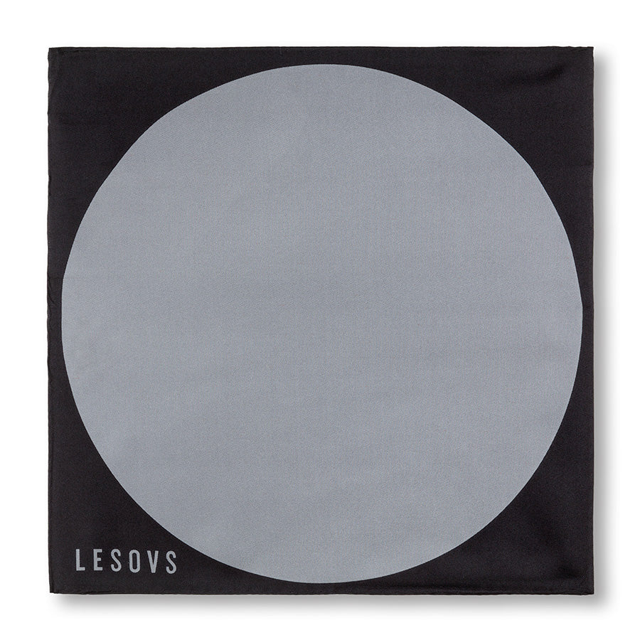 Circle Pocket Square in Black & Gray