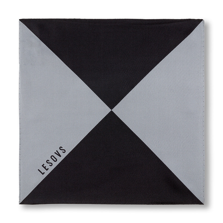Triangles Pocket Square in Black & Gray