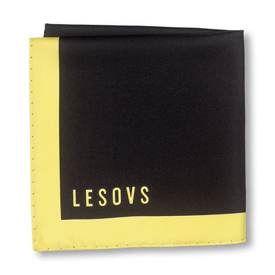 Black and Yellow Edges Pocket Square Folded
