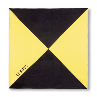 Black and Yellow Triangles Pocket Square Unfolded