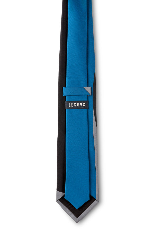 Blue Black & Gray Eclipse Silk Tie Back