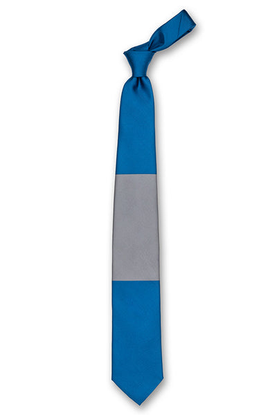 Blue & Gray Block Silk Tie Front