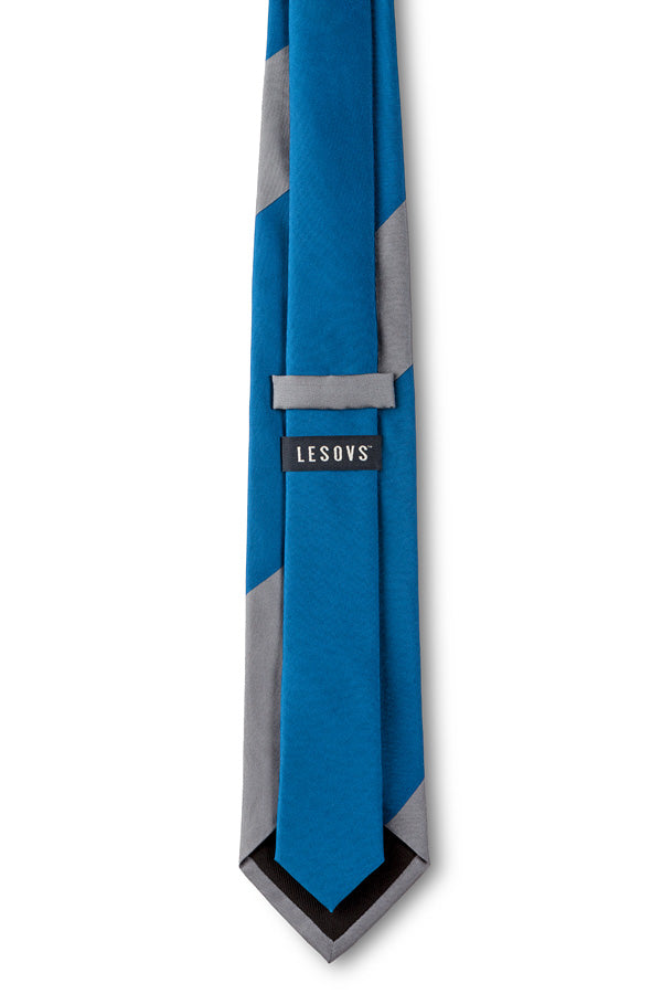 Blue & Gray Striped Silk Tie Back