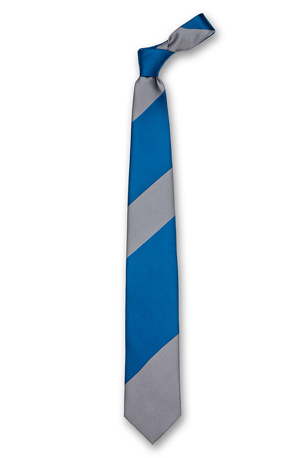 Blue & Gray Striped Silk Tie Front