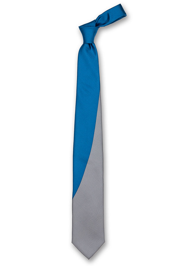 Blue & Gray Swoop Silk Tie Front