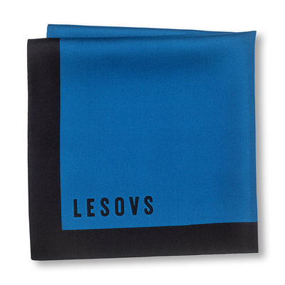 Blue and Black Edges Pocket Square Folded