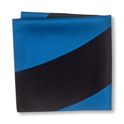 Blue and Black Swoop Pocket Square Folded