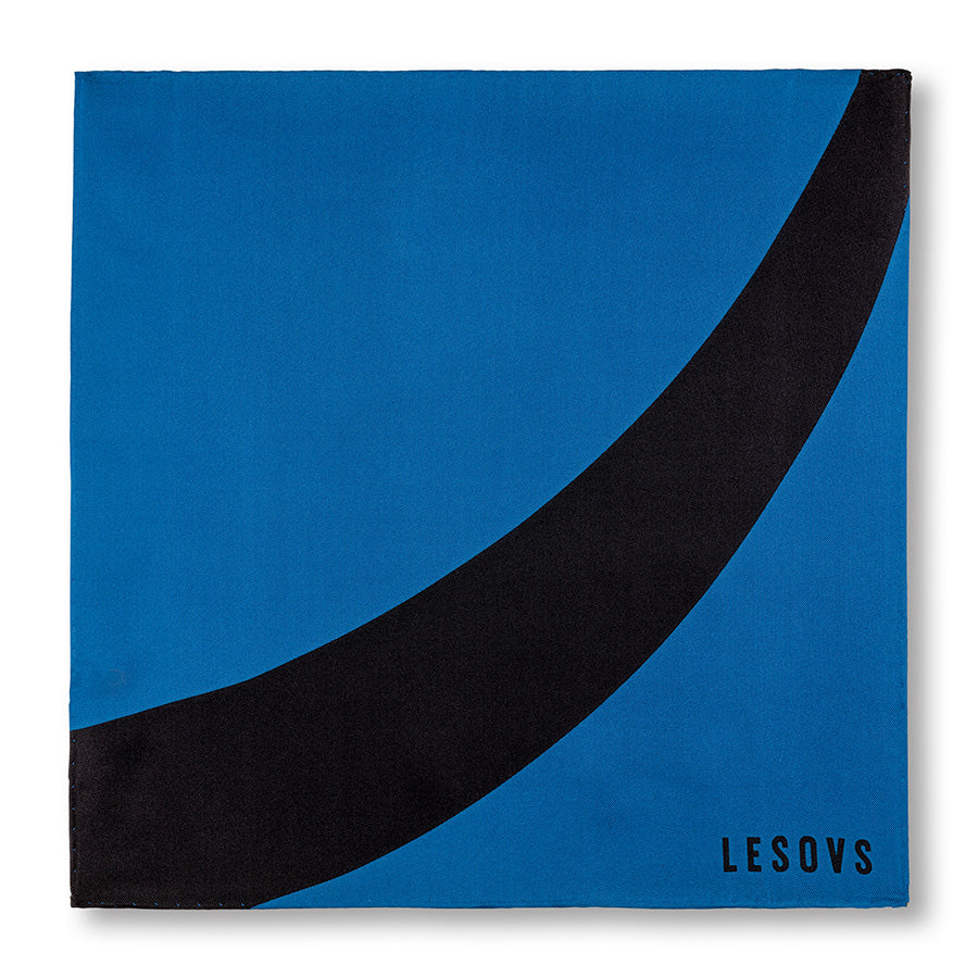 Swoop Pocket Square in Blue & Black
