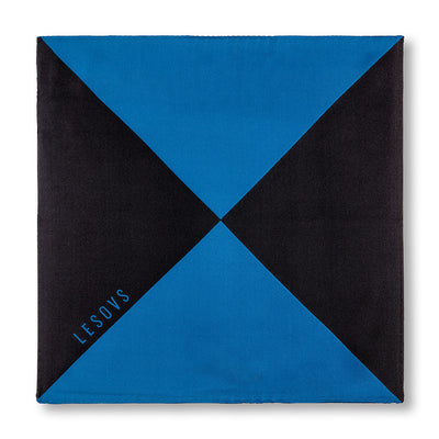 Blue and Black Triangles Pocket Square Front