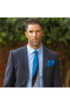 Man in Blue Black Gray Silk Swoop Lesovs Tie Up Close