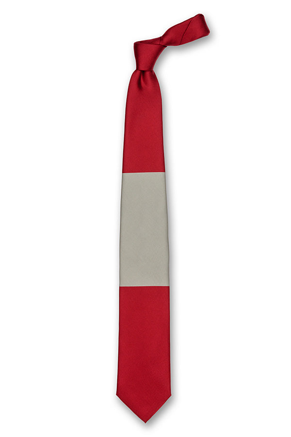 Red & Gray Block Silk Tie Front
