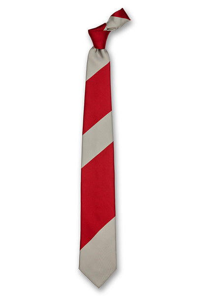 Red & Gray Striped Silk Tie Front