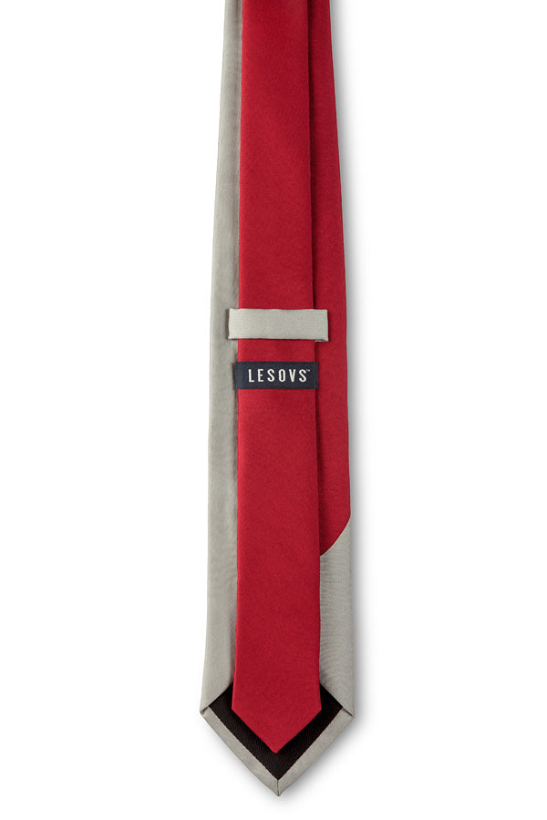 Red & Gray Swoop Silk Tie Back