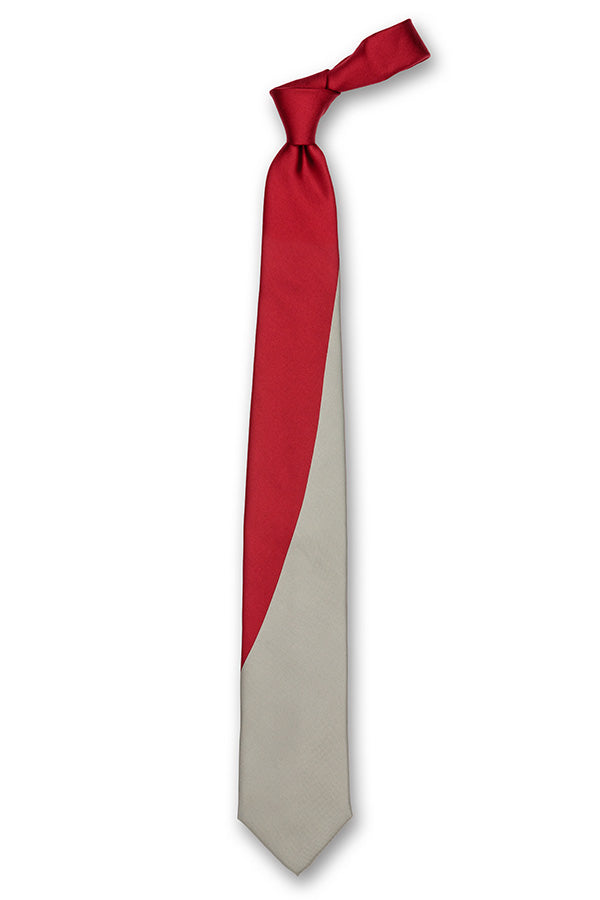 Red & Gray Swoop Silk Tie Front