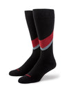 Black Socks with Red Gray Swoop