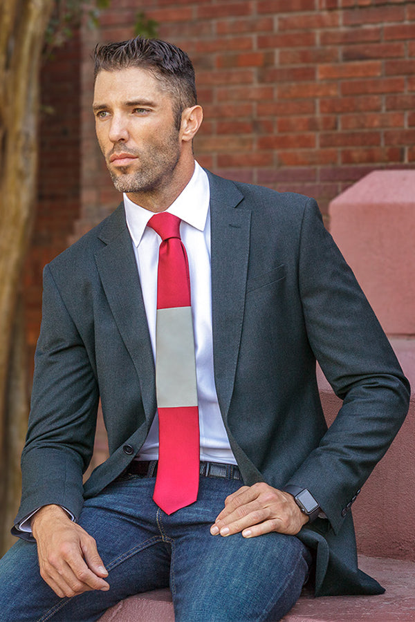 Red and Gray Color Block Lesovs Designer Silk Tie