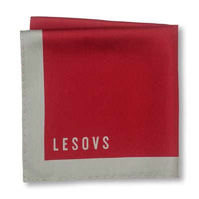 Red and Gray Edges Pocket Square Folded