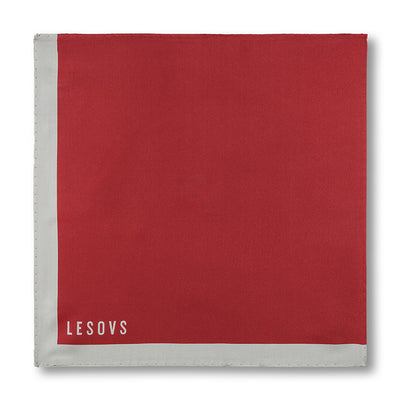 Red and Gray Edges Pocket Square Unfolded