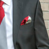 Red and Gray Triangles Pocket Square in Suit Pocket