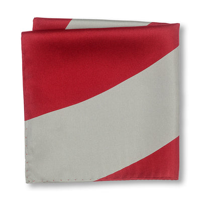 Red and Gray Swoop Pocket Square Folded